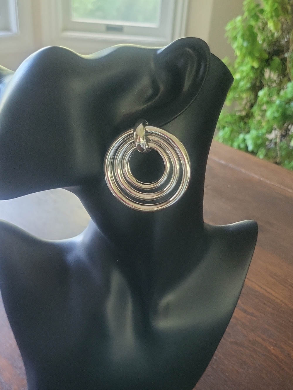 Plunder Silver over Stainless Steel Triple Hoop Earrings